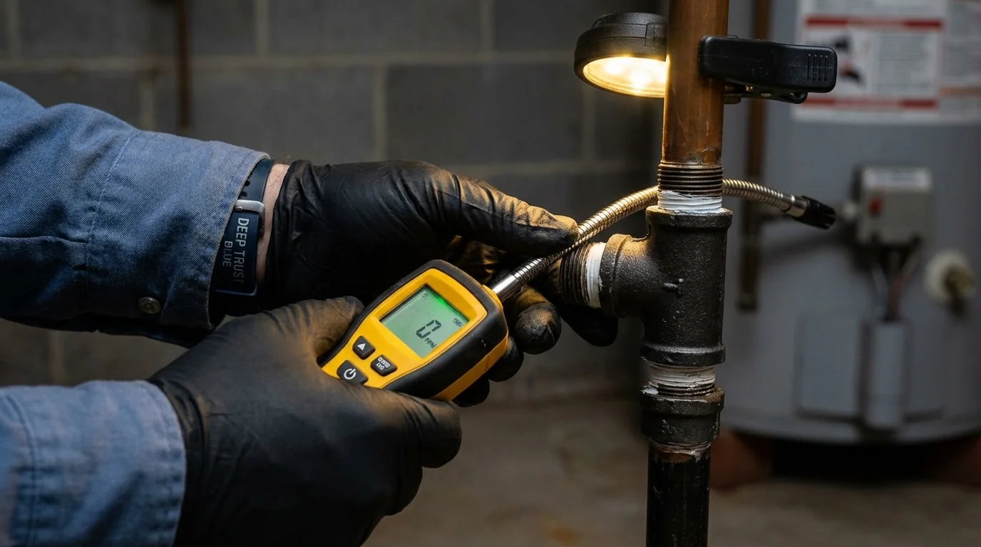 Gas leak detection with electronic sniffer by Johns Plumbing LLC in Rodeo